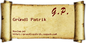 Gründl Patrik névjegykártya
