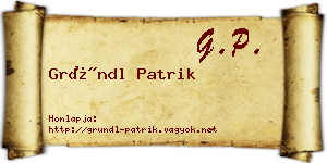 Gründl Patrik névjegykártya